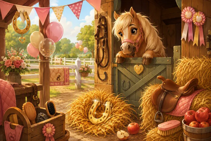Een meisje bij een pony op de manege