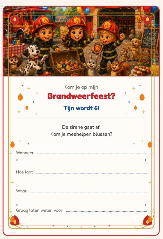 De uitnodiging van de Brandweerproef