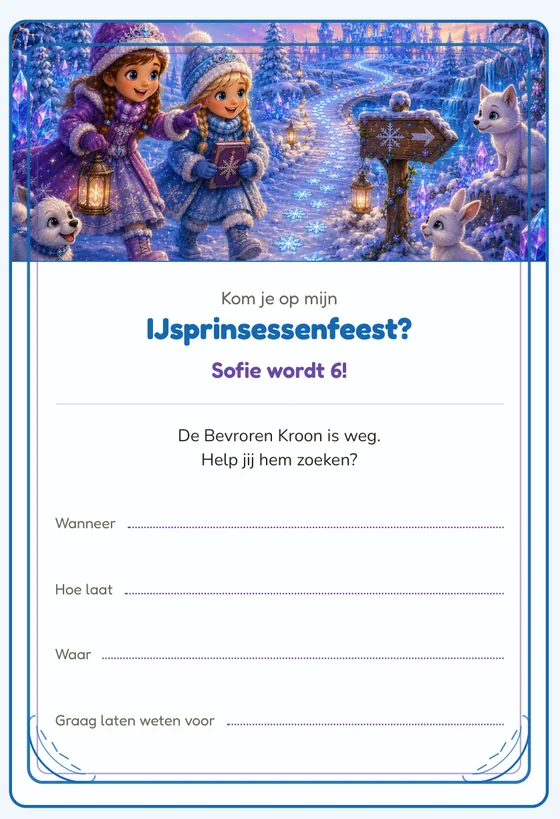 De uitnodiging van de IJsprinsessen
