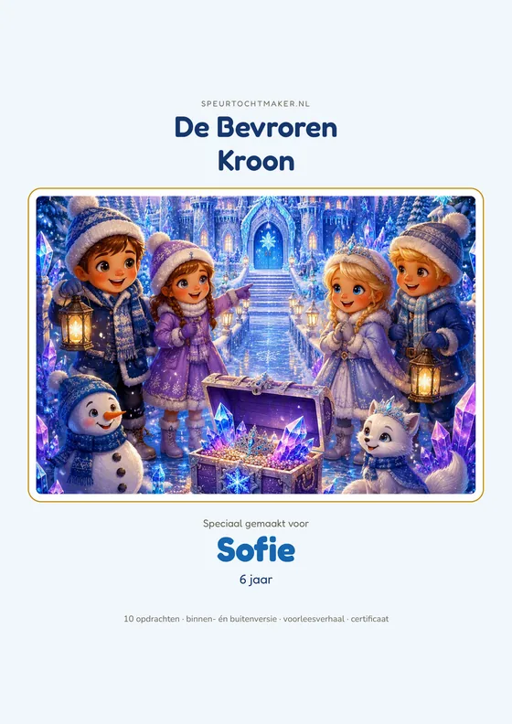 Het voorblad van de IJsprinsessen, met de naam van het kind erop