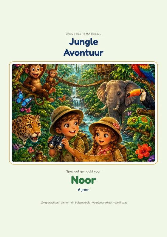 Het voorblad van de Jungletempel, met de naam van het kind erop