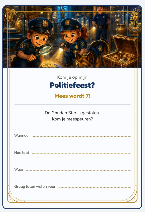 De uitnodiging van de Politieteam