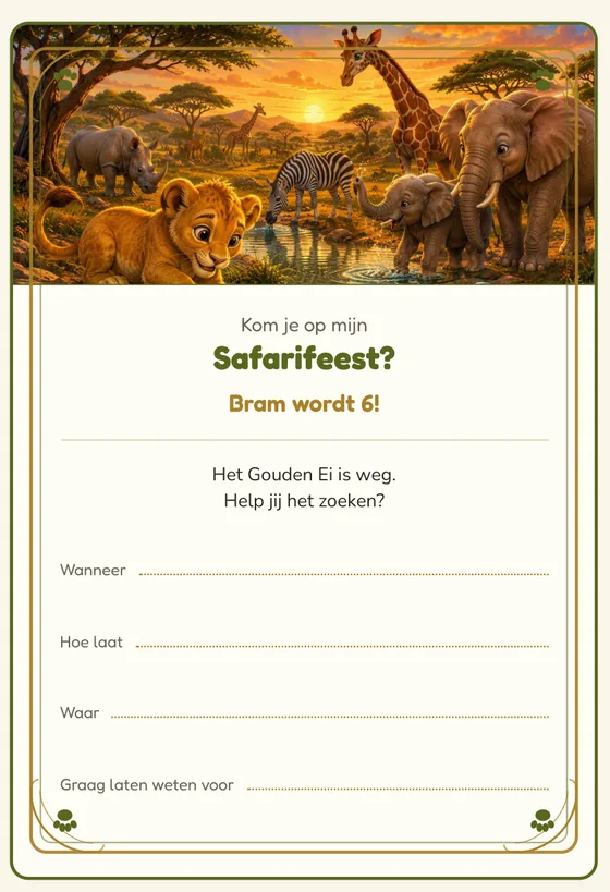 De uitnodiging van de Safari-expeditie