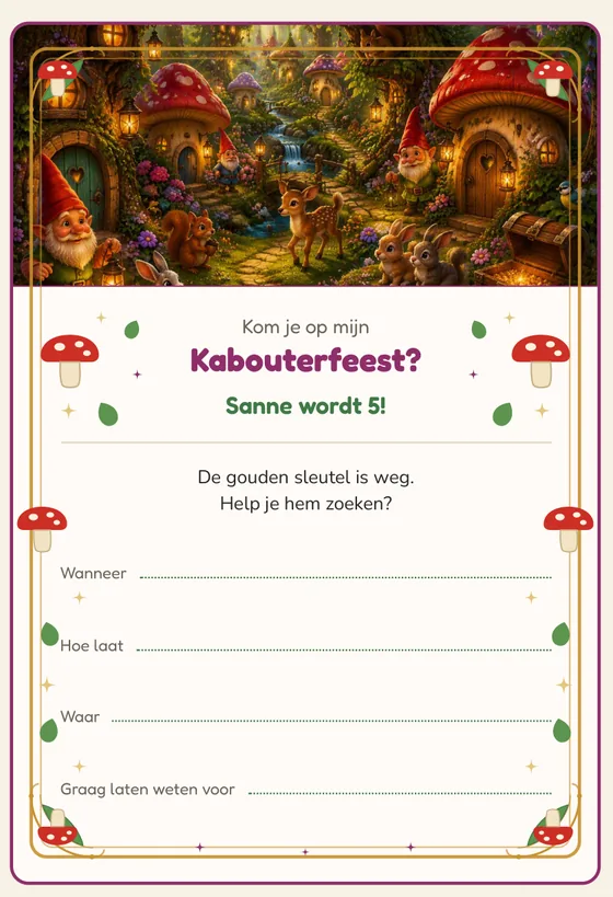 De uitnodiging van de Kabouterdorp