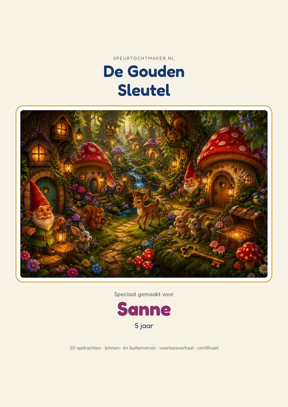 Het voorblad van de Kabouterdorp, met de naam van het kind erop